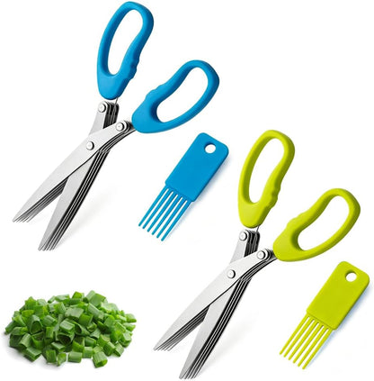2026 New Herb Scissors with 5 Thickened Sharp Blades (Green)