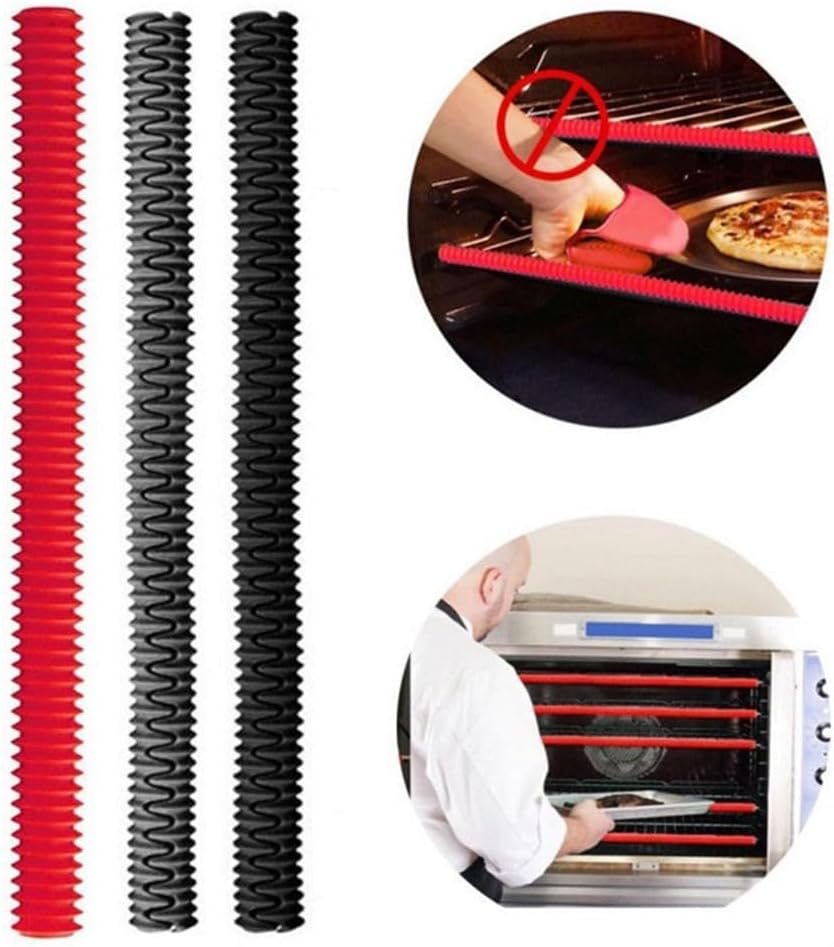 Silicone Oven Rack Guards Heat Resistant Edge Protectors Prevent Burns Dishwasher Safe 2 Pack(Black)