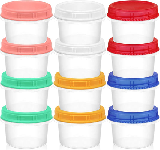 12 Pack Freezer Containers with Screw On Lids, 10oz Stackable Reusable Food Storage Container, Airtight Plastic Storage Containers with Twist Top Lids for Food Sauce Jello Soup