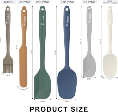 NileHome Silicone Spatula Set, 6 Pieces Food Grade Kitchen Utensils with Silicone Brush Heat Resistant Up to 600°F Dishwasher Safe BPA-Free Rubber Spatula for Scraping, Baking, Cooking, Mixing-Black