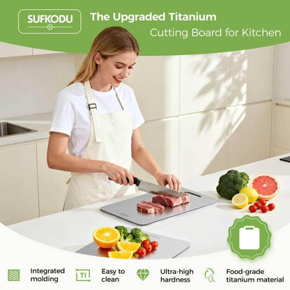 Titanium Cutting Board Set of 3, 100% Double-Sided Titanium Cutting Boards for Kitchen, Dishwasher Safe Non-Toxic Chopping Boards for Meat, Vegetables, Fruits, Raw and Cooked Food Prep (M+L+XL）