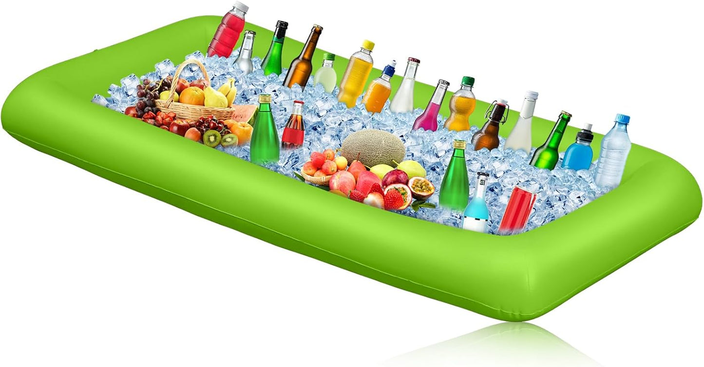 Leitee Inflatable Serving Bar with Drain Plug 52 x 24 x 5'' Inflatable Ice Serving Buffet Bar for Party Food Cooler Buffet Drink(Black,Basic Style)