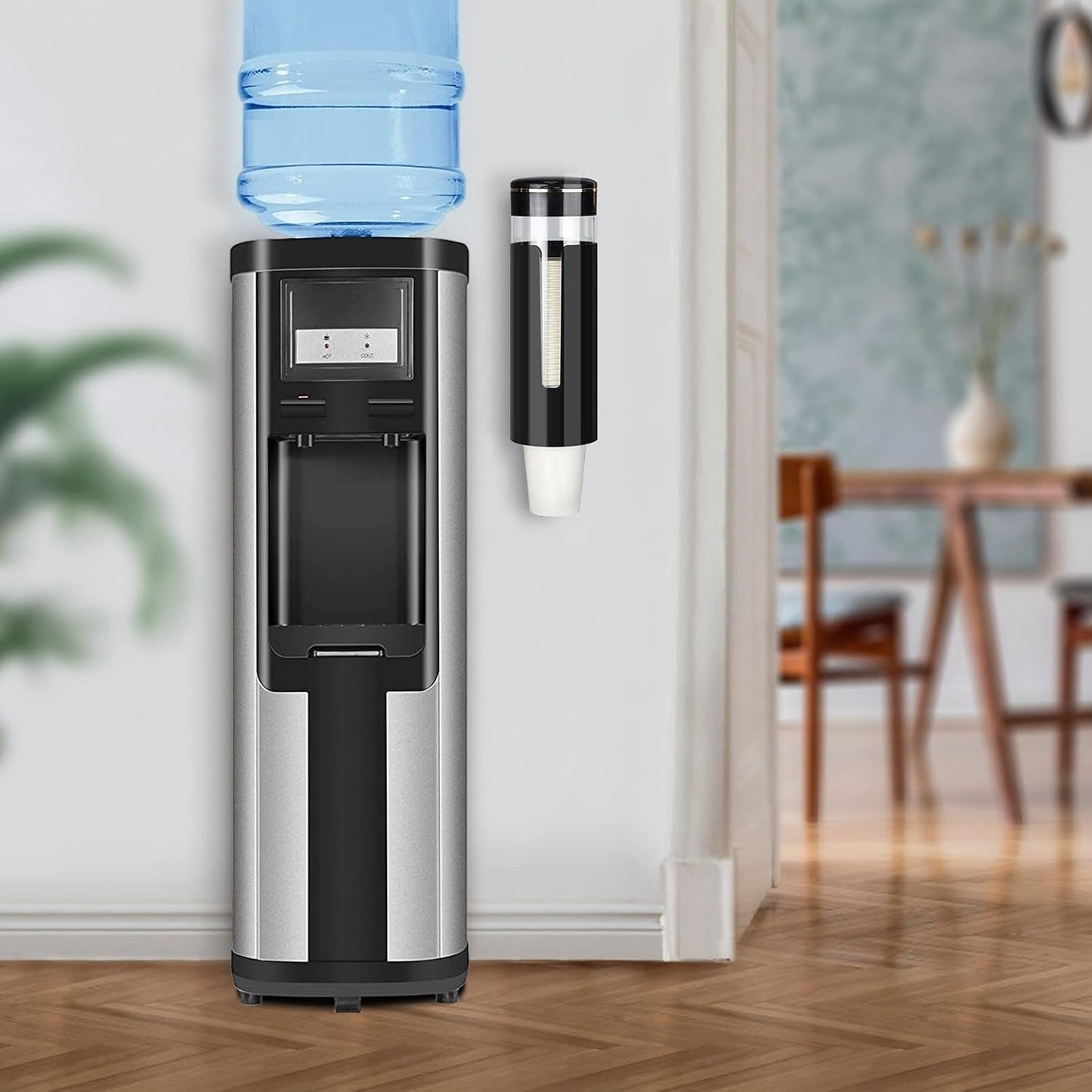 Cup Dispenser, Pull Type Water Cooler Cup Holder Fit 4oz-7oz Disposable Cups, Upgraded Wall Mounted Mouthwash Cup Dispenser for Bathroom Office Gym School -Black