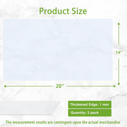 Large Silicone Mats for Kitchen Counter: 14” x 20”(1mm) Clear Non-slip Waterproof Countertop Protector Liner - Non-Stick Baking Mat - Heat Resistant Placemat for Pastry Translucent (2/Pack)