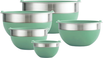 Tramontina 10 Pc Covered Stainless Steel and Silicone Mixing Bowl Set (Mint Green)