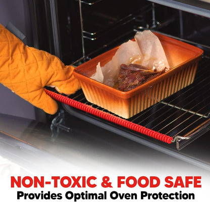 Toaster Oven Liners Reusable for Ninja Air Fryer Bottom Heat Resistant Mat 3 Pack, Oven Rack Shields Extra Long 22” Red 2 Pack, Heavy Duty Nonstick Square Air-Fryer Mats & Silicone Rack Covers
