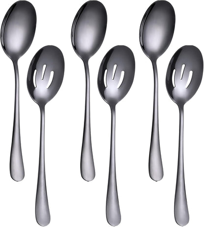 Serving Spoons Set, 8.7 Inch Serving Spoon, Slotted Spoons, Gold