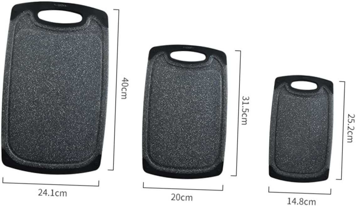 SEWACC 3pcs Anti-skid Plastic Cutting Board Mats Set Double-sided Marble Pattern Thicker Chopping Boards for Meat and Vegetables Non-slip Black Plastic Cutting for Home Kitchen Use