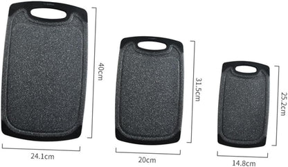 SEWACC 3pcs Anti-skid Plastic Cutting Board Mats Set Double-sided Marble Pattern Thicker Chopping Boards for Meat and Vegetables Non-slip Black Plastic Cutting for Home Kitchen Use