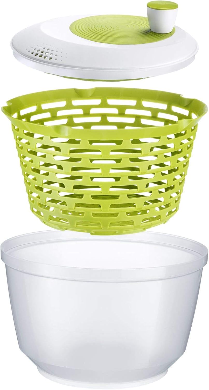 Westmark Salad Spinner, Capacity: 4.4 litres, ø 23.5 cm, Plastic, BPA-Free, Spinderella, Colour: Transparent/White/Green, 243022E1