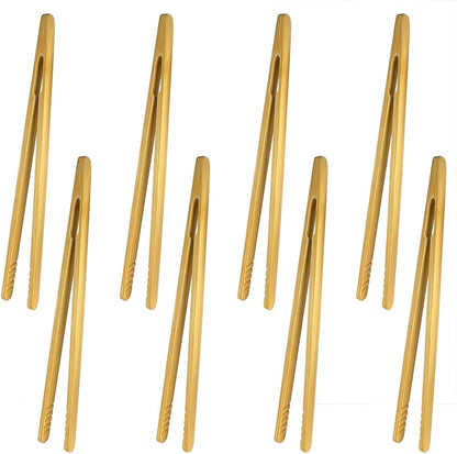 8 Pcs Bamboo Tongs for Toaster, Wooden Toaster Tongs, 7 Inches Mini Wood Cooking Tongs, Reusable Bamboo Toast Tongs, Anti-slip Bamboo Serving Tongs for Salad Toast Bread Fruits Pickles BBQ