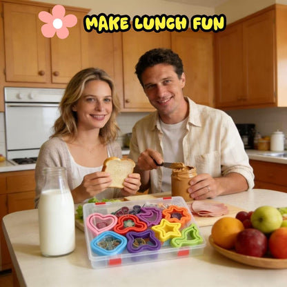 BANIC Uncrustable Sandwich Cutter, 43 Pcs Sandwich Cutter and Sealer, Crustless Sandwich Cutter Heart Star Unicorn Dino Butterfly etc, Lunch & Bento Box Accessories with Storage Container