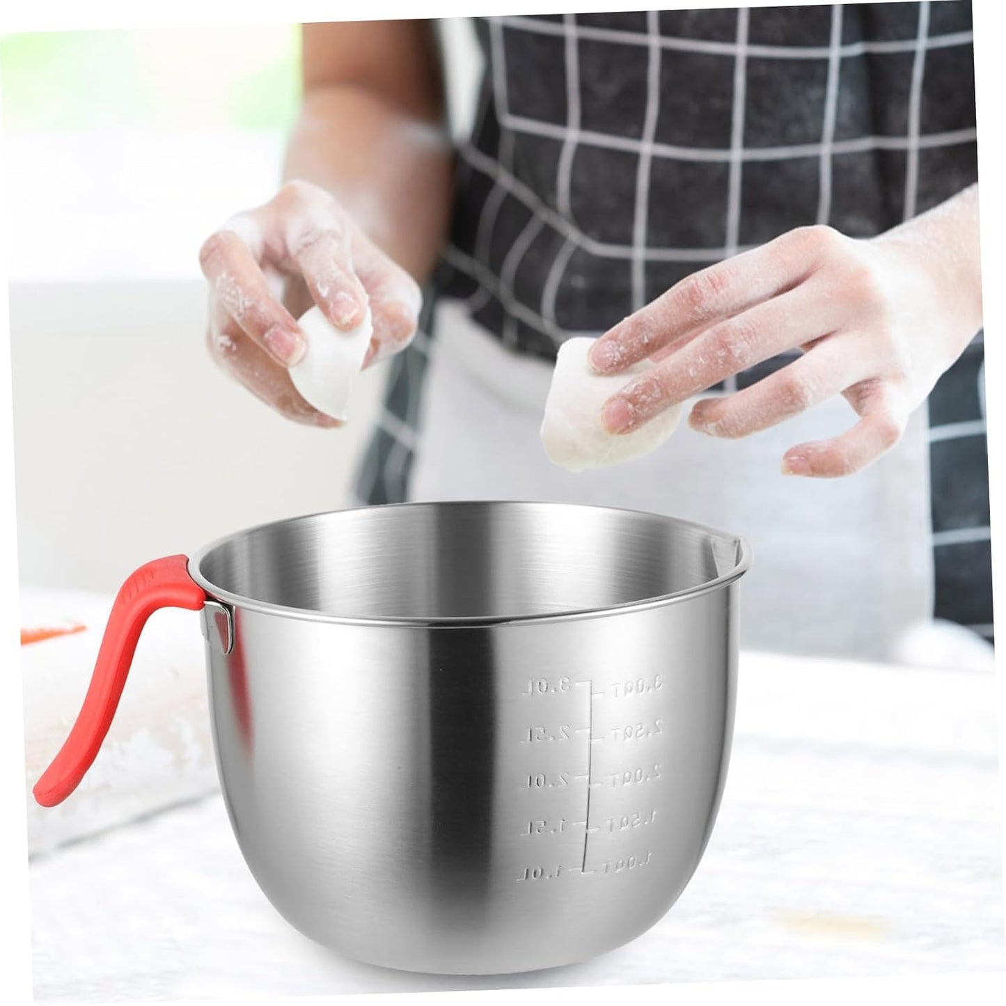 LIFKOME 1Set Large Stainless Steel Mixing Bowl with Lid and Handle Multi-functional Egg Beating Container for Salad Noodles and Soups Metal Mixing Bowls for Kitchen Use