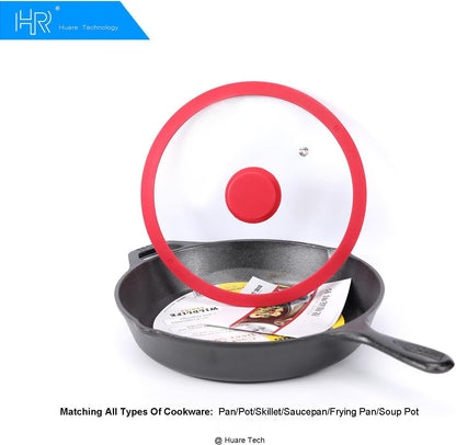 HR Huare Technology Vented Tempered Glass Cookware Lid Red 1 Pack