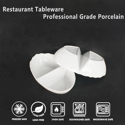 Ceramic 10.9 Inch Chips and Dip Set, Chips and Dip Divided Tray, Moisture Proof Cereal Bowl (for Salad, Pasta, Fruit, Sauce), Divided Moisture Proof Cereal Bowl Buffet Bowl Set