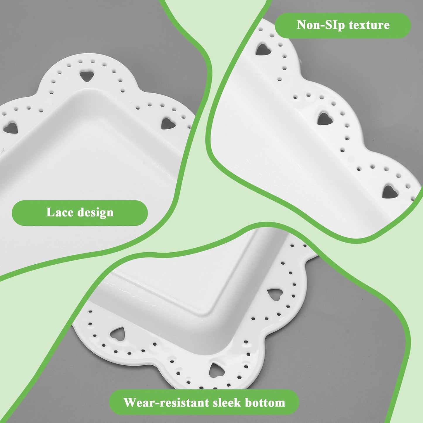 12-Pack White Serving Tray Set, 14.4" X 9.3" Rectangle Disposable Plastic Platters for Cookies, Desserts, Appetizers, Party, Wedding, Catering & Restaurant Use