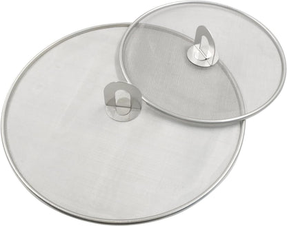 2Pcs 10" & 13" Stainless Steel Splatter Screen Splatter Guard, Ultra Fine Mesh Cooking Protector for Frying Cooking/Kitchen Use