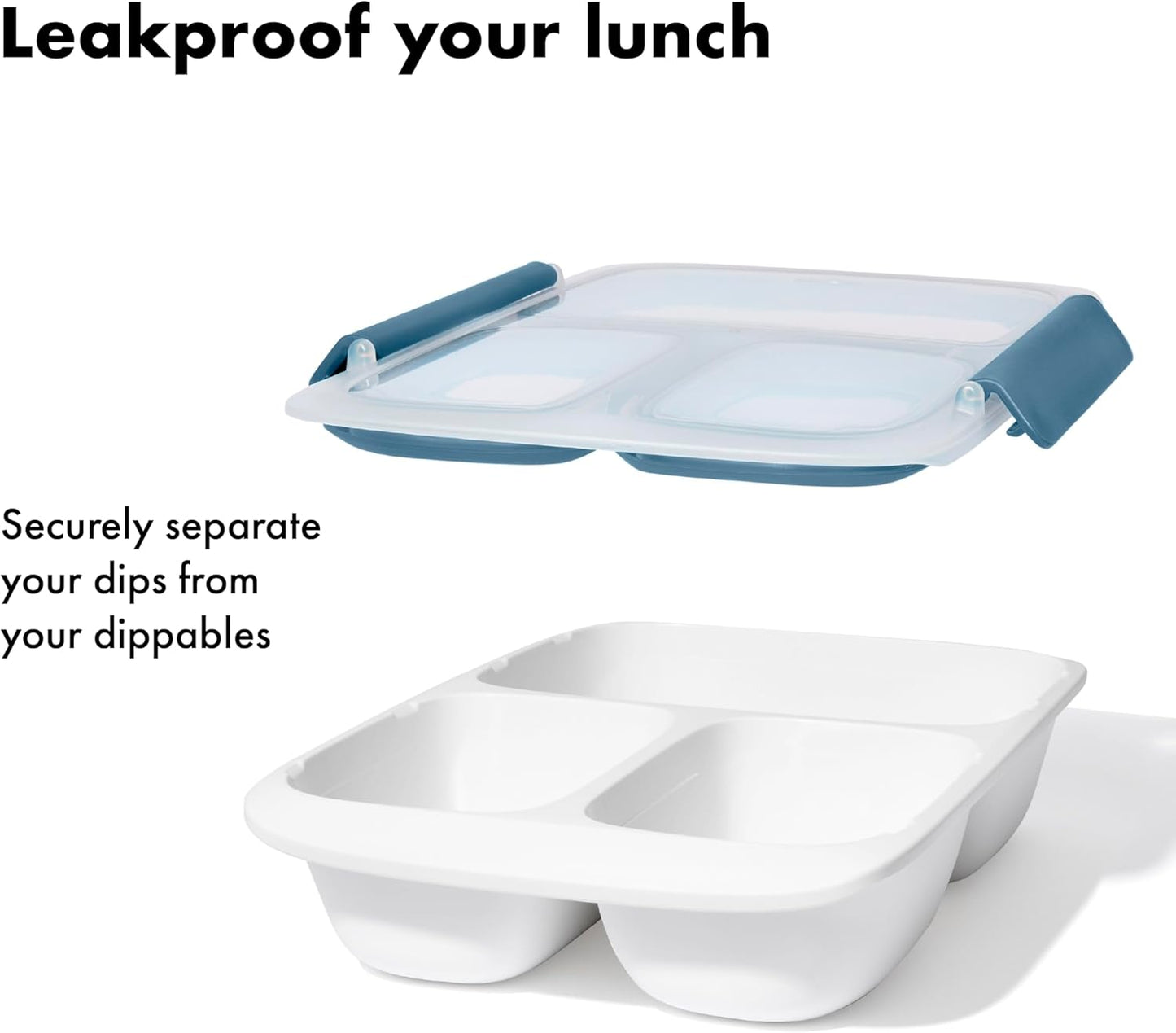 OXO Good Grips Prep & Go Snack & Dip Container, Snack Fuss-Free on the Move, Leakproof Reusable Small Meal Food Storage and Lid, Food Containers with Lids, Snack Organizer, 1.6 Cups/0.4 L
