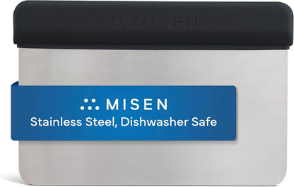 Misen Stainless Steel Bench Scraper - Versatile Food Scraper with Blue Handle - Ideal for Kitchen, Pastry & Dough - Durable Cutting Board Scraper Tool for Effortless Transfer into Pots & Pans - Blue