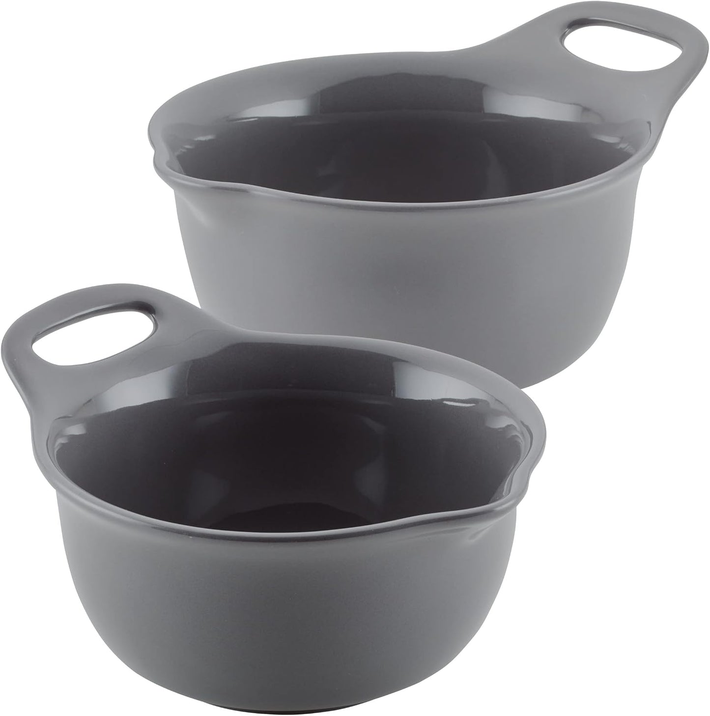 Rachael Ray Ceramics Nesting Mixing Bowl Set with Pour Spout, 1 Quart and 2 Quart, Teal