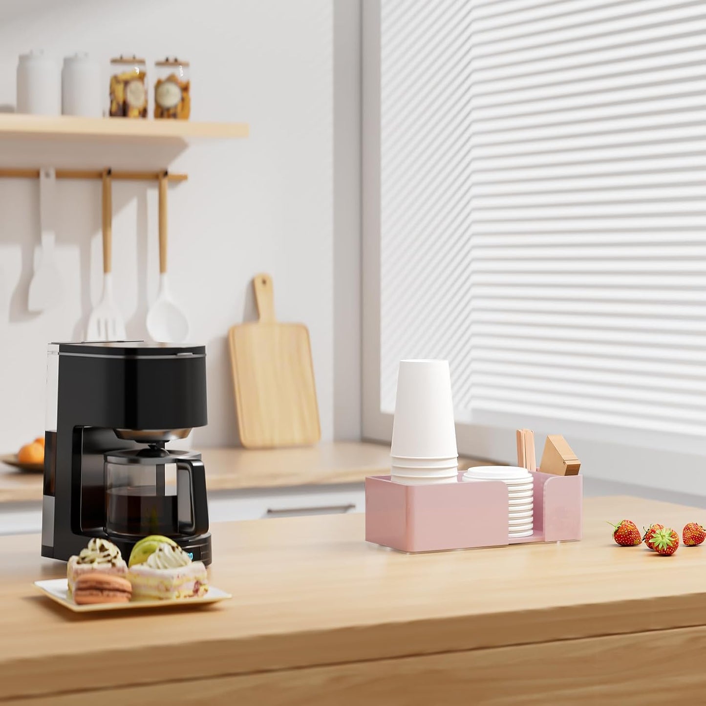 Coffee Cup Holder for Countertop - Clear Acrylic Coffee Bar Accessories Cup Organizer Station Organizer Farmhouse Table Décor