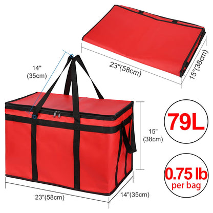 Insulated Food Delivery Bag, XXXL Insulated Reusable Grocery Cooler/Hot Bags, Tote Bag for Shopping/Travel/Doordash, Catering Bag Doordash 22x14x13, Black, 1-Pack