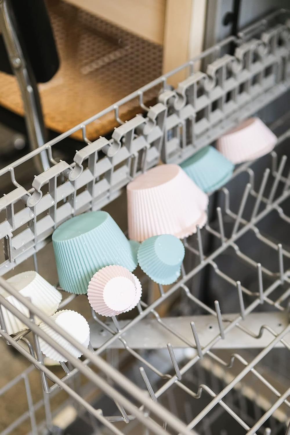 The Silicone Kitchen Reusable Silicone Bento Baking Cups, Non-Toxic, BPA Free, Dishwasher Safe Bento Box Accessories Lunch Box Dividers, Square and Rectangle, 24 Pack, Pink, Blue, Gray