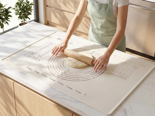 Silicone Baking Mat with Raised Edge – Perfect for Pastries, Bread, Cookies, Pizza, Fondant and Pasta (31"L x 24"W)