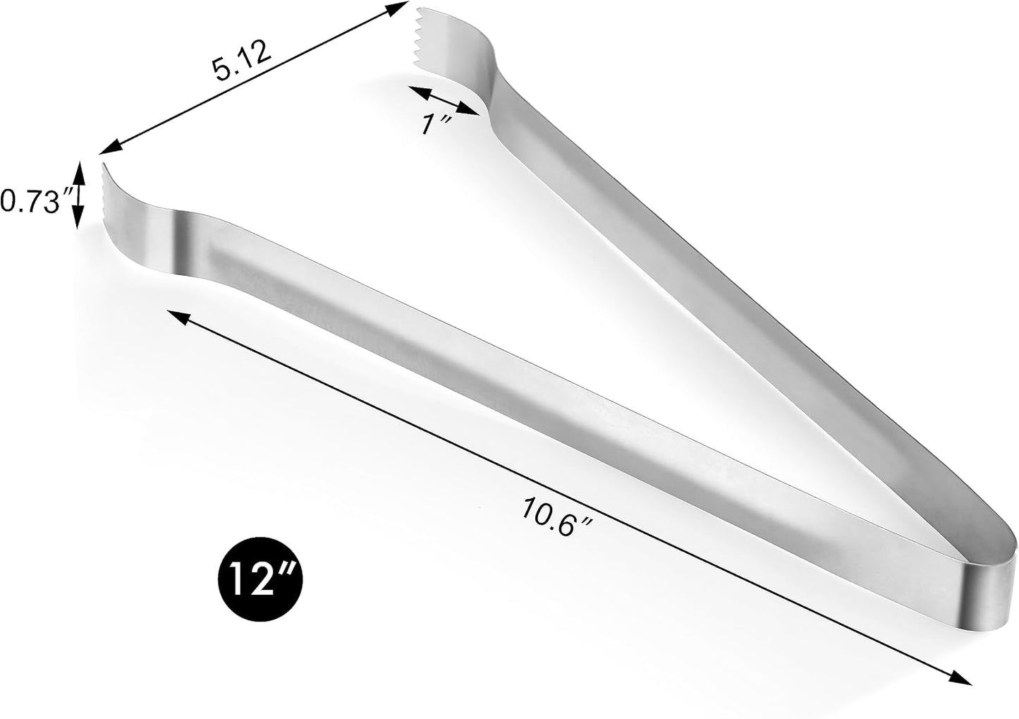 New Star Foodservice Restaurant-Grade Pom Tong, Stainless Steel, 6.5 Inch, Set of 6, Silver