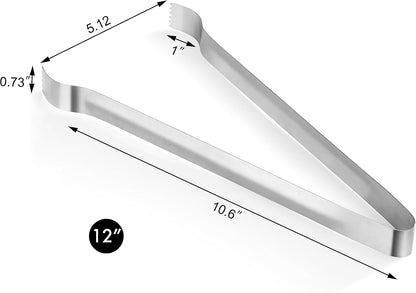 New Star Foodservice Restaurant-Grade Pom Tong, Stainless Steel, 6.5 Inch, Set of 6, Silver