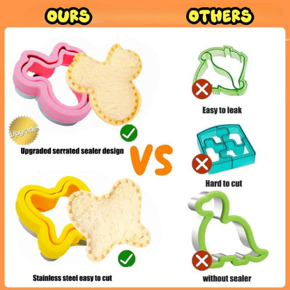 BANIC Uncrustable Sandwich Cutter, 43 Pcs Sandwich Cutter and Sealer, Crustless Sandwich Cutter Heart Star Unicorn Dino Butterfly etc, Lunch & Bento Box Accessories with Storage Container