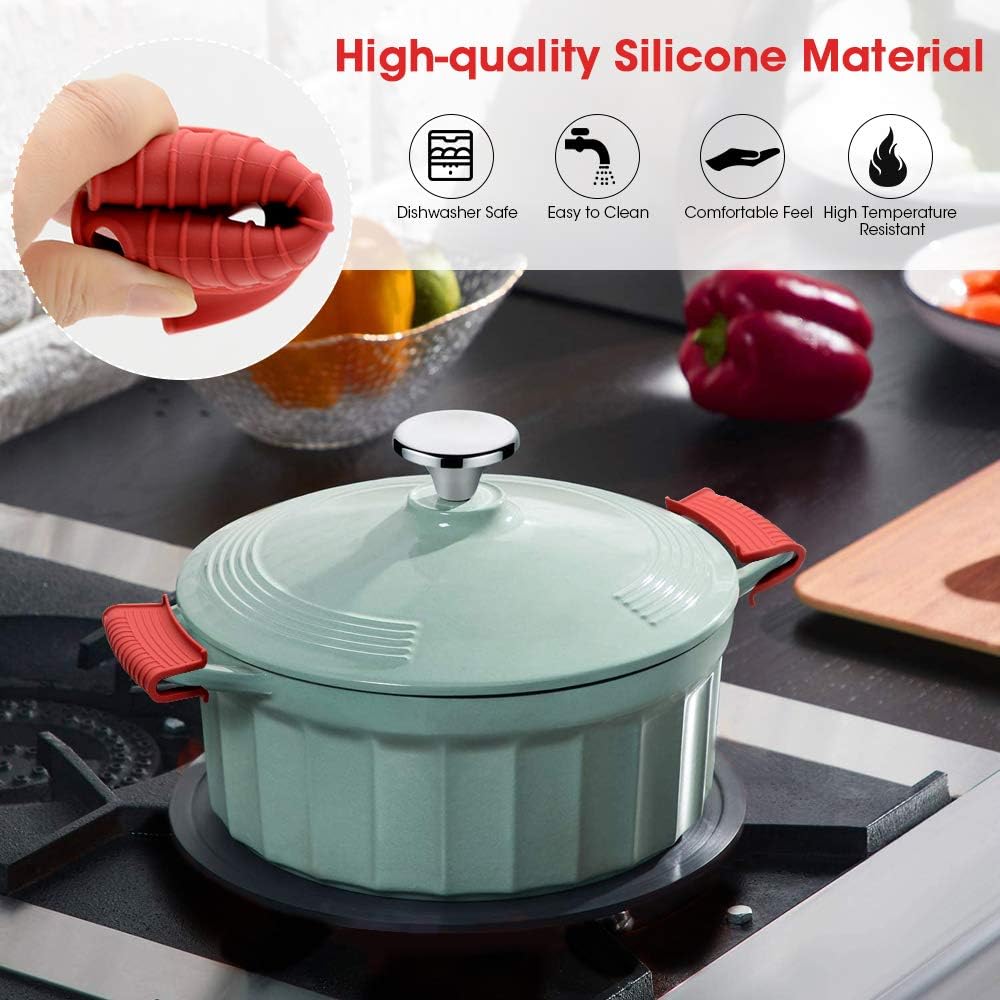 Silicone Assist Hot Pan Handle Holder Hot Skillet Handle Covers Pot Holder Sleeve Cast Iron Skillets Nonslip Heat Resistant for Enameled Griddles Casserole Frying Pans Cookware(4PACK/Black)