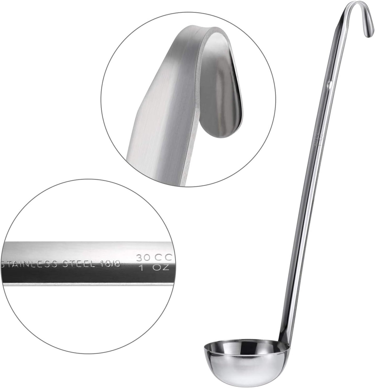 meekoo Stainless Steel Ladles Soup with Long Handle, 6oz