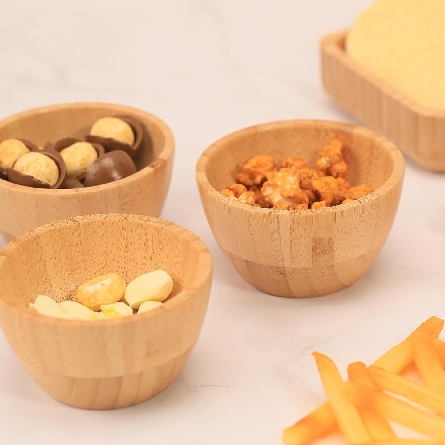 Dipping Bowls Set, Small Bamboo Pinch Bowls for Soy Sauce/Condiment/Snacks, Mini Serving Bowls for Charcuterie Board for BBQ/Entertaining, 1.4 oz Bamboo Wooden Ramekins