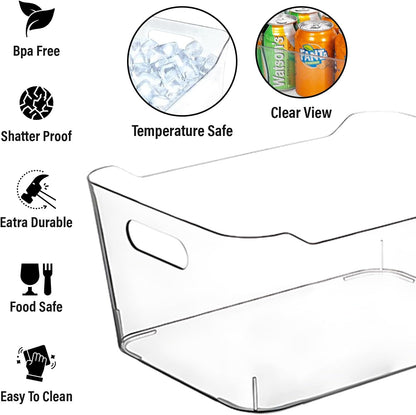 ShelfShaper Plastic Clear Storage Bins with Labels, Home Freezer Refrigerator Pantry Organizers and Storage Containers Fridge Organizer Bins Kitchen Organization Cabinet Medicine Bin for organizing