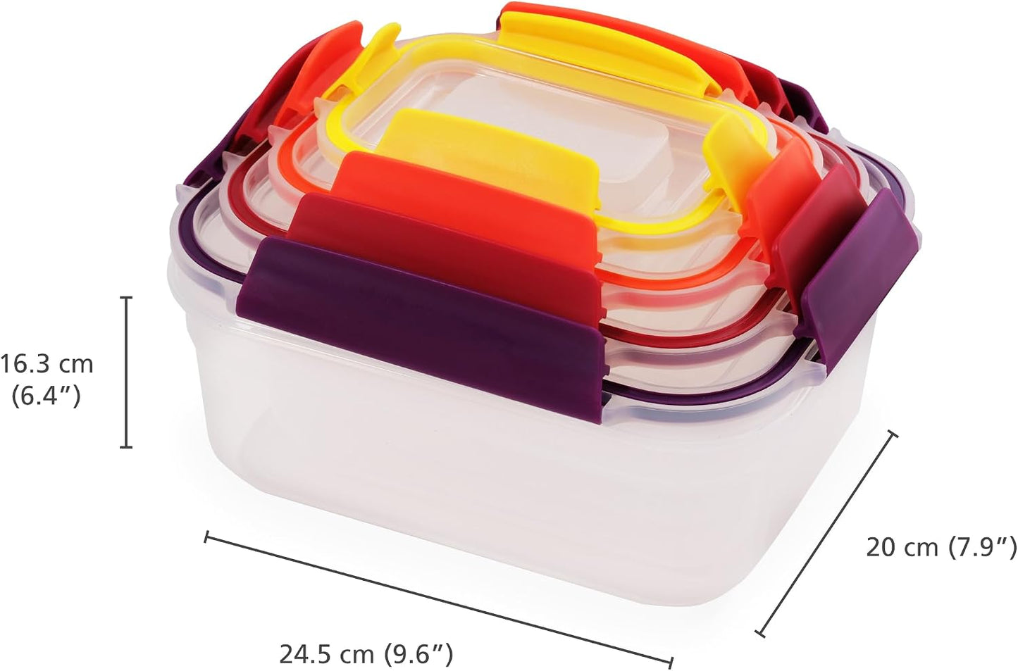 Joseph Joseph Nest Lock Plastic BPA Free Food Storage Container Set with Lockable Airtight Leakproof Lids, 10-Piece, Multi-Color