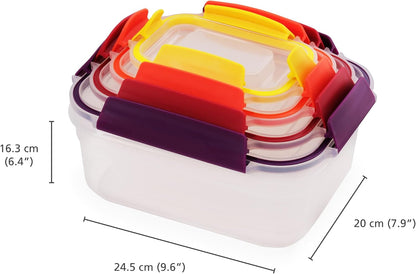 Joseph Joseph Nest Lock Plastic BPA Free Food Storage Container Set with Lockable Airtight Leakproof Lids, 10-Piece, Multi-Color