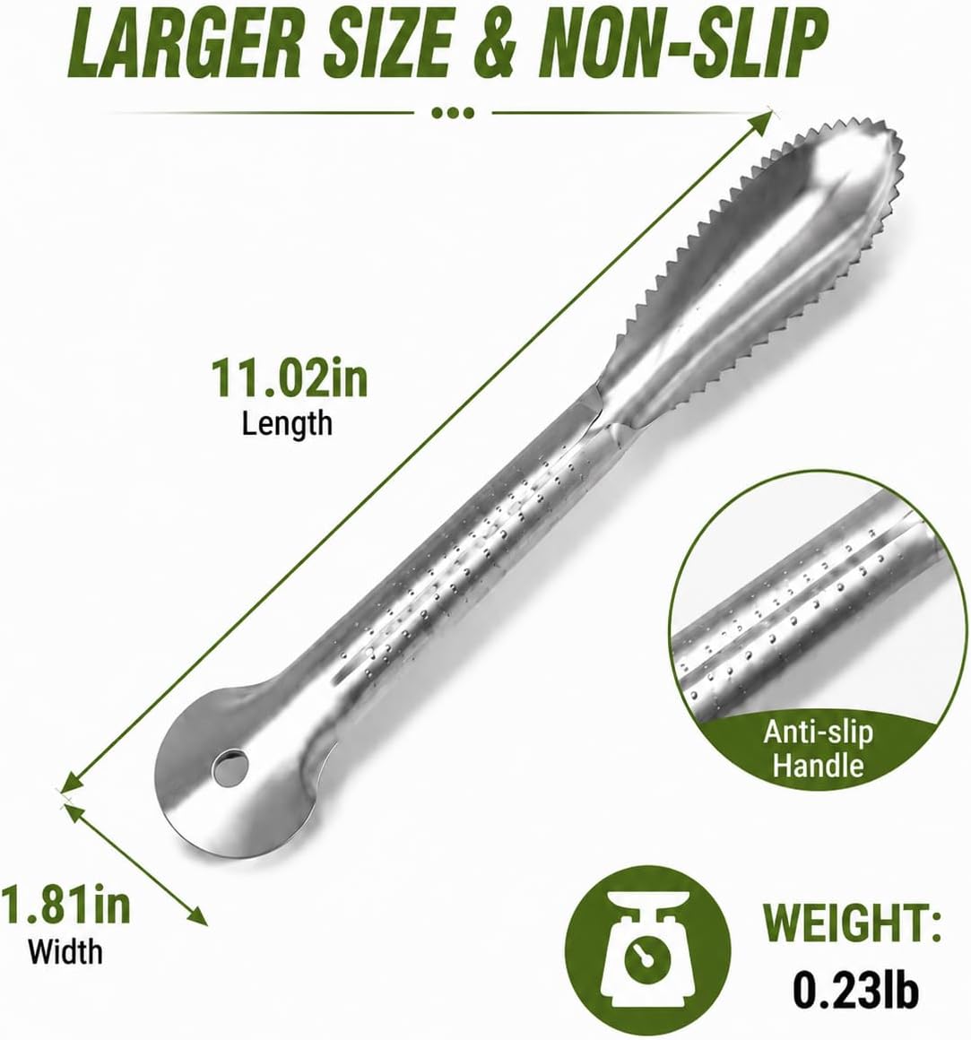 2-Pack Large Fish Scraper, 304 Stainless Steel Fish Scaler, Non-Slip Handle