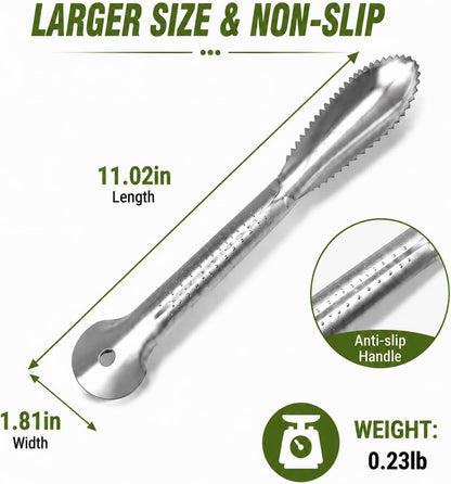 2-Pack Large Fish Scraper, 304 Stainless Steel Fish Scaler, Non-Slip Handle