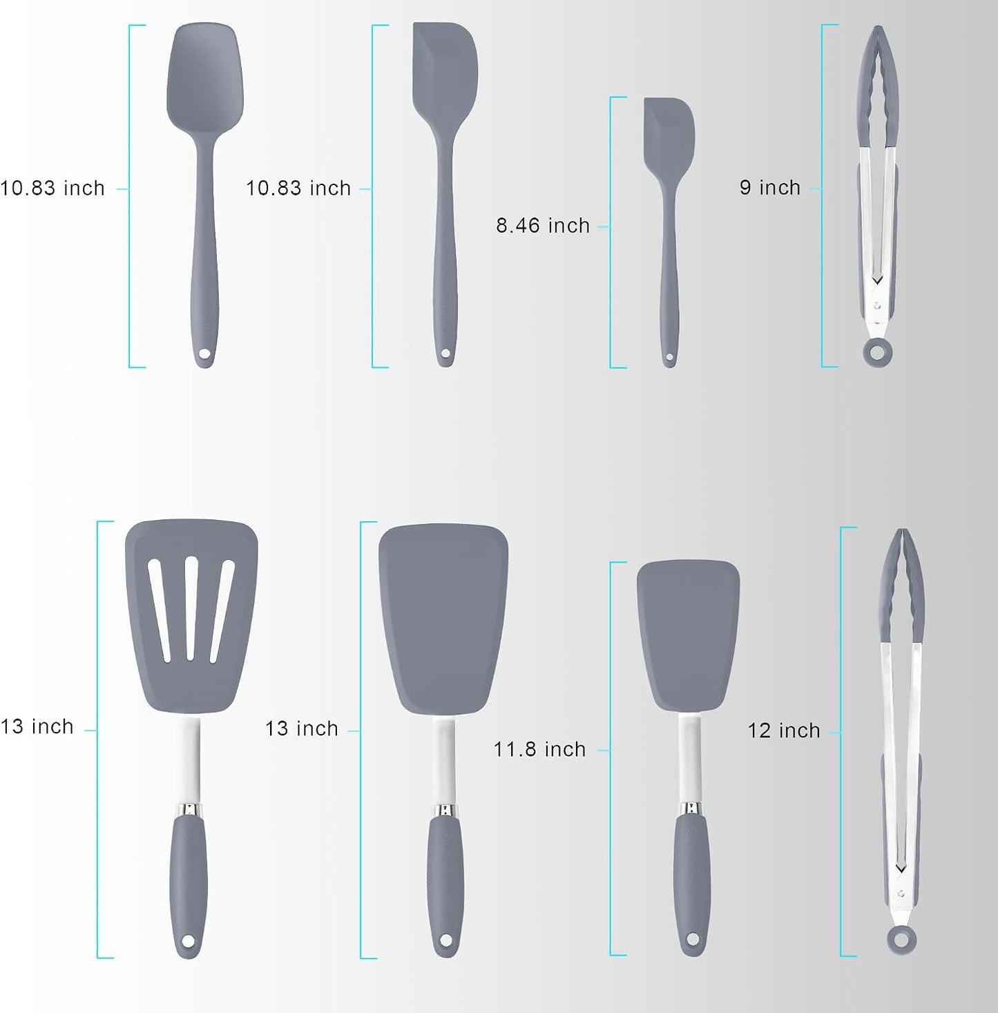 Silicone Spatula 3-piece Set, Ergonomic Handle High Heat-Resistant Spatulas, Non-stick Rubber Spatulas with Stainless Steel Core, Black