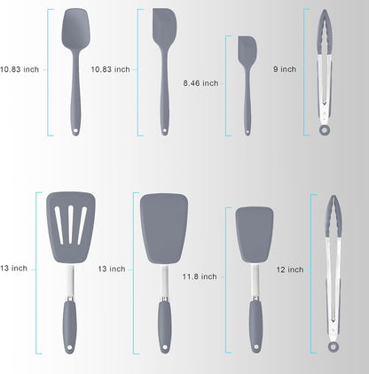 Silicone Spatula 3-piece Set, Ergonomic Handle High Heat-Resistant Spatulas, Non-stick Rubber Spatulas with Stainless Steel Core, Black