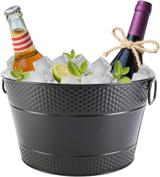 Ice Bucket for Parties Galvanized Beverage Tub, Drink Buckets Galvanized Bucket with Handles for Wine Beer Champagne Cocktails for Catering Bars (Copper-1PC)