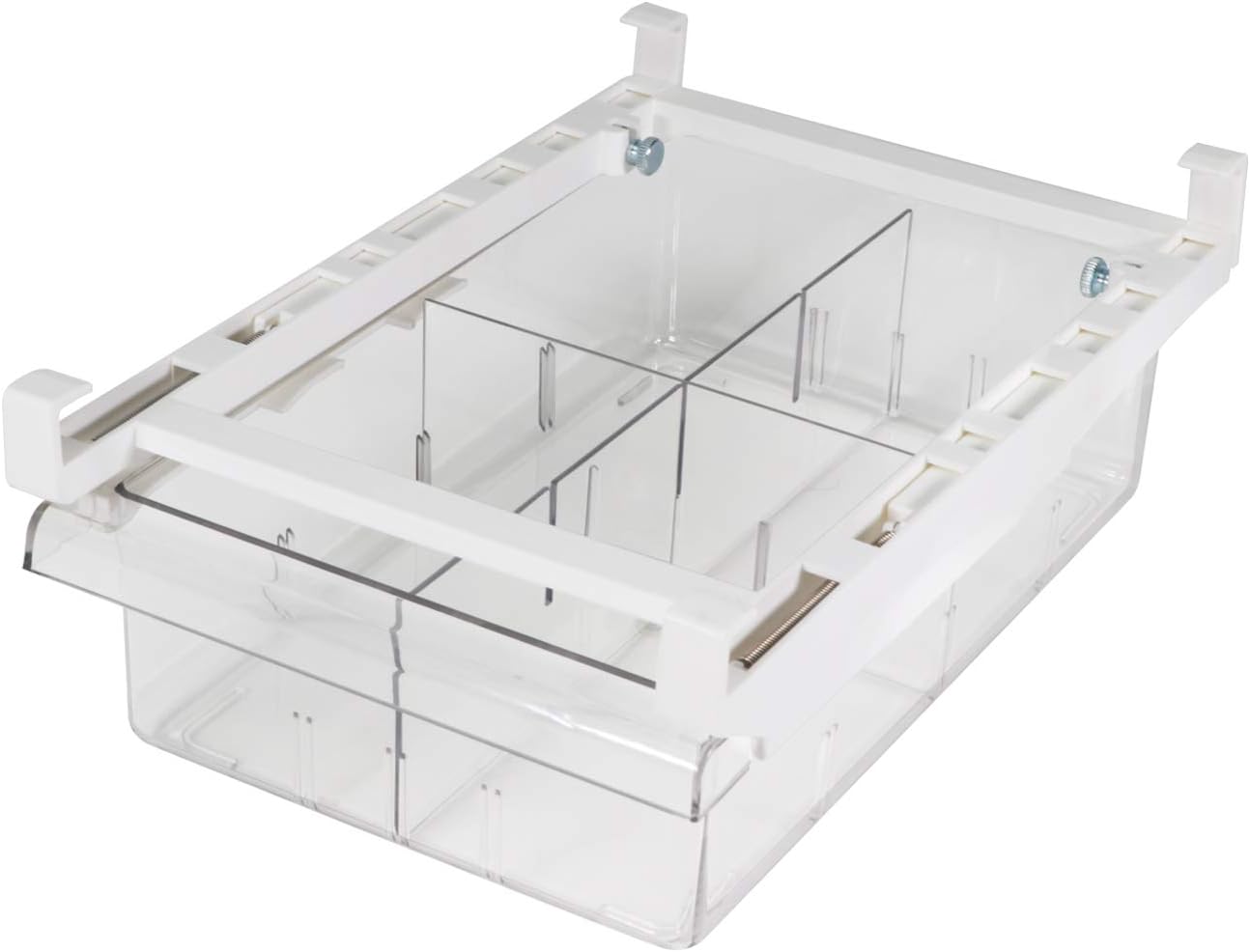 YekouMax Fridge Drawer Organizer, Refrigerator Organizer Bins, Pull Out with Handle, Shelf Holder Storage Box, Clear Container for Food, Drinks, Fit for Fridge Shelf Under 0.6" (1 Pack Medium)