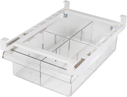 YekouMax Fridge Drawer Organizer, Refrigerator Organizer Bins, Pull Out with Handle, Shelf Holder Storage Box, Clear Container for Food, Drinks, Fit for Fridge Shelf Under 0.6" (1 Pack Medium)