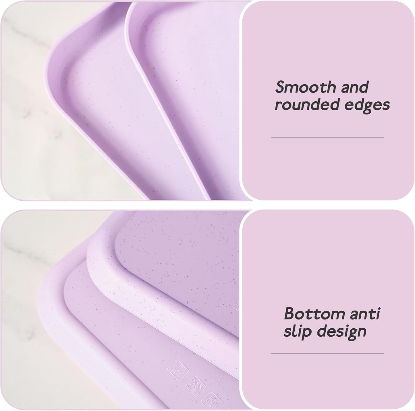 4 Pack Multicolo Plastic Serving Trays for Party Serving Food - Rectangular, 8.66 by 12 in, Heavy Duty Dessert Trays for Food Erving Platters for Party Tray Decor Veggie,Snack