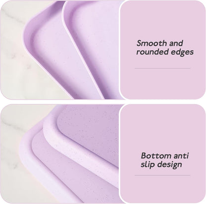 4 Pack Multicolo Plastic Serving Trays for Party Serving Food - Rectangular, 8.66 by 12 in, Heavy Duty Dessert Trays for Food Erving Platters for Party Tray Decor Veggie,Snack