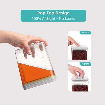 Ankou Airtight Container Set - (380ml 4 Pcs) Stackable One Button Openning Food Containers for Snacks Candy Salt Herbs Spices BPA-Free Tranparent (0.32 QT * 4)
