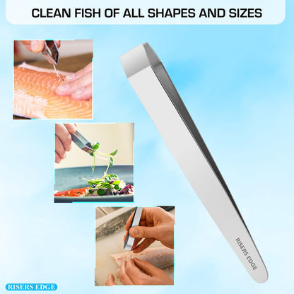 Fish Bone Tweezers, Professional Stainless Steel Fish Bone Remover Tool, Precision Non-Slip Kitchen Tweezers for Salmon, Trout & Seafood, Chef Food Tweezers, Fish Scale Remover