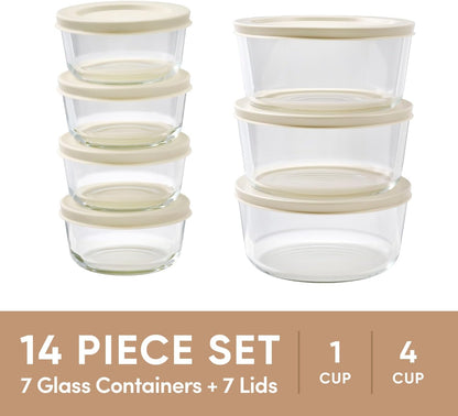 6-Piece Glass Food Storage Containers Set (3 Containers + 3 BPA-Free Lids) | 2-Cup, Leakproof | Microwave, Freezer, Oven & Dishwasher Safe | Ideal for Meal Prep & Pantry Organization, Pistachio
