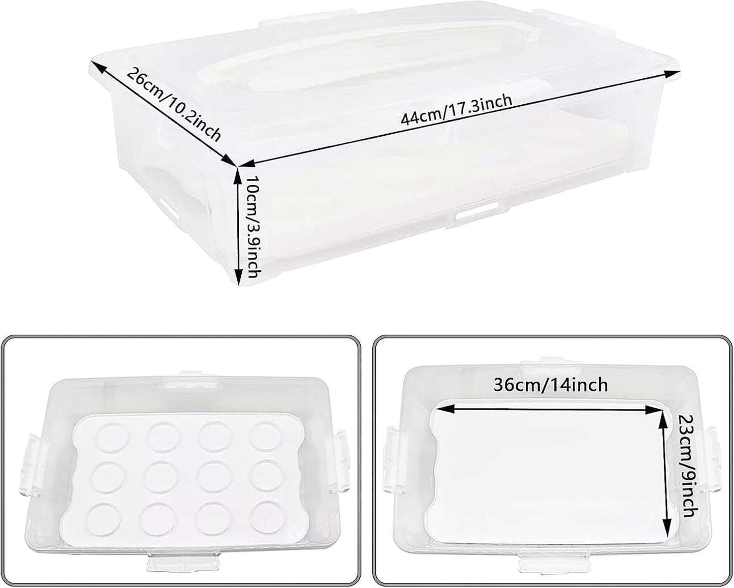 1Pack White Plastic Cake and Cupcake Carrier Holder, Large Portable Storage Container for Storing 12 Cupcakes or 1 Large Cake